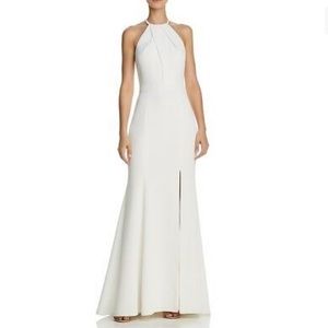 Aqua Dresses Womens White Halter Sleeveless Lace Back Dress Gown
